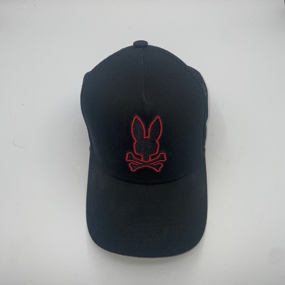 Psycho Bunny Men's Mesh Black Damon Trucker Cap